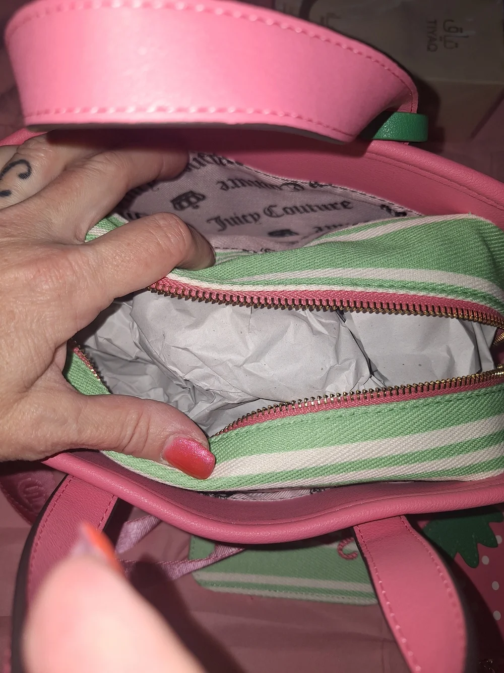 EXCLUSIVE Juicy Couture Pink & Mint Cherry-Strap Satchel Matching Wallet